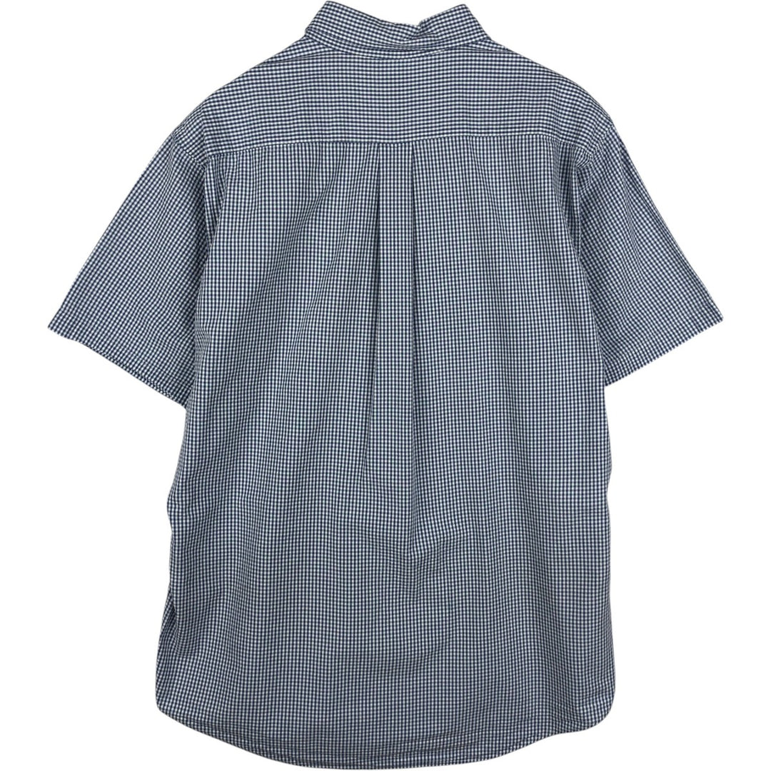 Brooks Brother Est.1818 Gingham Check Seersucker Short-Sleeve Button-Down Check Shirt, Men's Size L (approx.) cotton white type Vintage Second Hand
