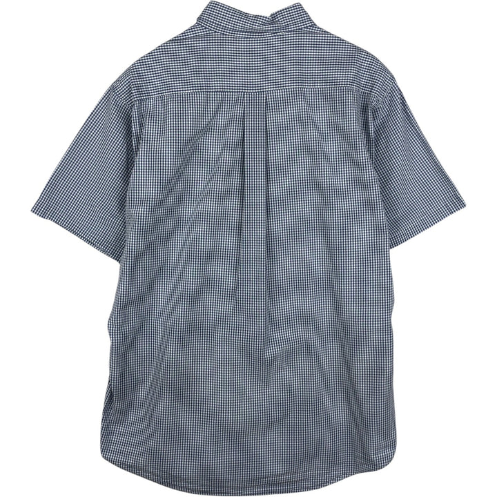 Brooks Brother Est.1818 Gingham Check Seersucker Short-Sleeve Button-Down Check Shirt, Men's Size L (approx.) cotton white type Vintage Second Hand