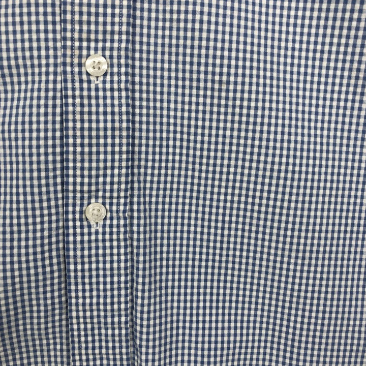 Brooks Brother Est.1818 Gingham Check Seersucker Short-Sleeve Button-Down Check Shirt, Men's Size L (approx.) cotton white type Vintage Second Hand