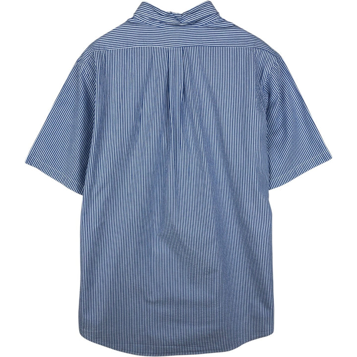 Brooks Brothers 1818 Seersucker Short-Sleeve Button-Down Striped Shirt, Men's Size XL (approx.) cotton blue type Vintage Second Hand