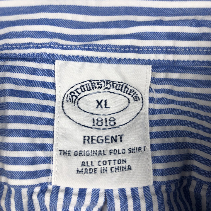 Brooks Brothers 1818 Seersucker Short-Sleeve Button-Down Striped Shirt, Men's Size XL (approx.) cotton blue type Vintage Second Hand