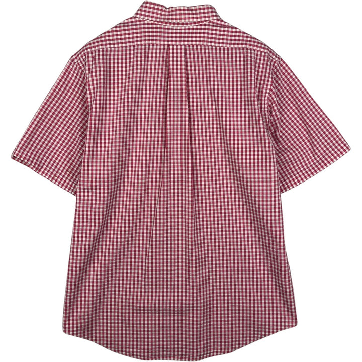 Brooks Brothers 1818 Seersucker Short-Sleeve Button-Down Check Shirt, Men's Size XL (approx.) cotton pink type Vintage Second Hand