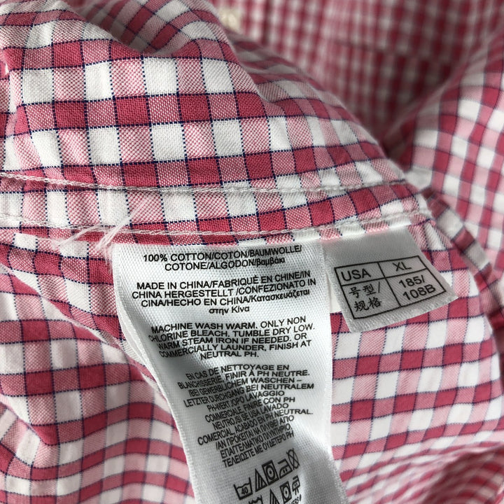 Brooks Brothers 1818 Seersucker Short-Sleeve Button-Down Check Shirt, Men's Size XL (approx.) cotton pink type Vintage Second Hand