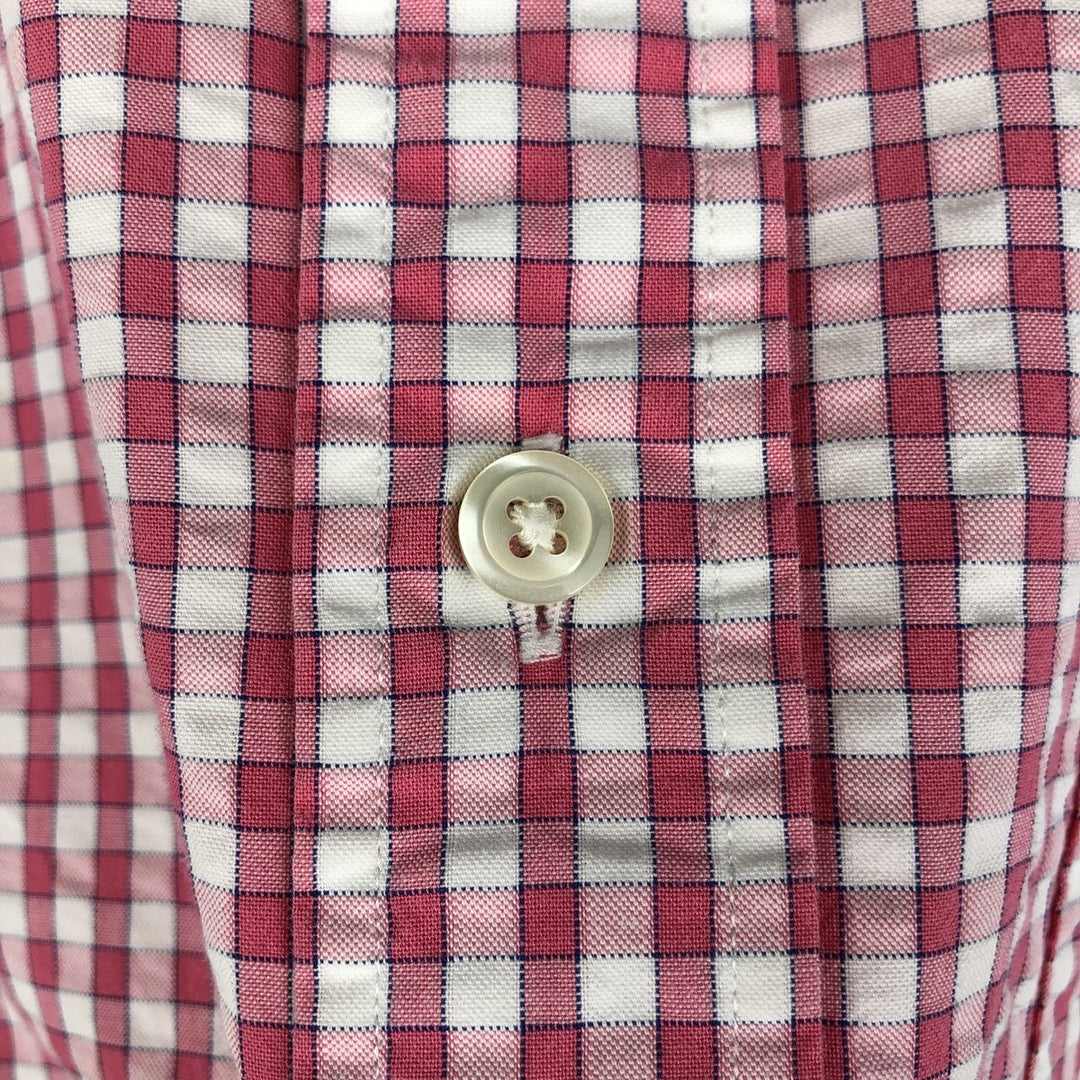 Brooks Brothers 1818 Seersucker Short-Sleeve Button-Down Check Shirt, Men's Size XL (approx.) cotton pink type Vintage Second Hand