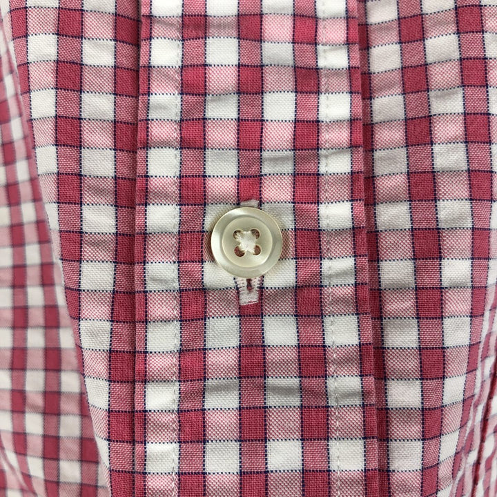 Brooks Brothers 1818 Seersucker Short-Sleeve Button-Down Check Shirt, Men's Size XL (approx.) cotton pink type Vintage Second Hand