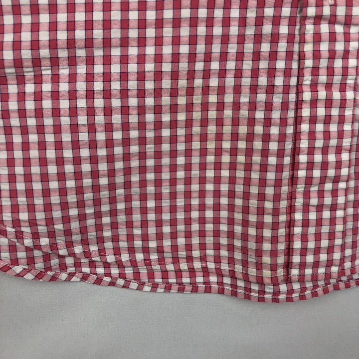 Brooks Brothers 1818 Seersucker Short-Sleeve Button-Down Check Shirt, Men's Size XL (approx.) cotton pink type Vintage Second Hand