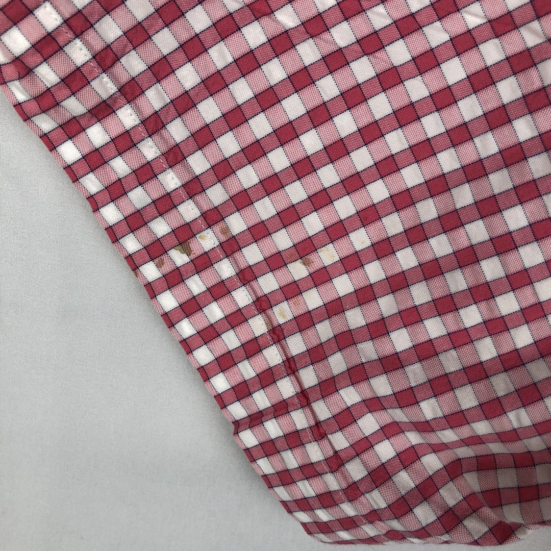 Brooks Brothers 1818 Seersucker Short-Sleeve Button-Down Check Shirt, Men's Size XL (approx.) cotton pink type Vintage Second Hand