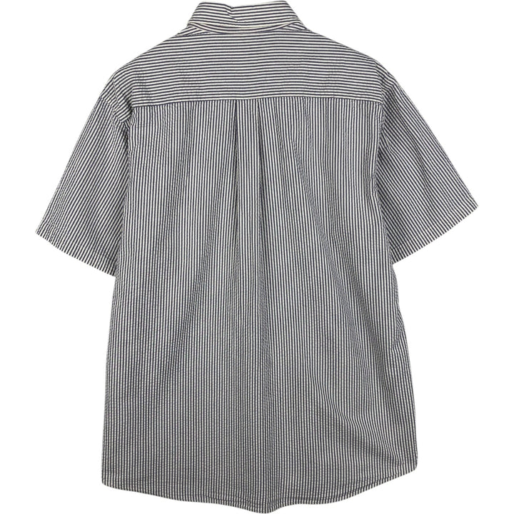 Brooks Brothers seersucker short-sleeved button-down striped shirt, men's size L (approx.) cotton blue type Vintage Second Hand