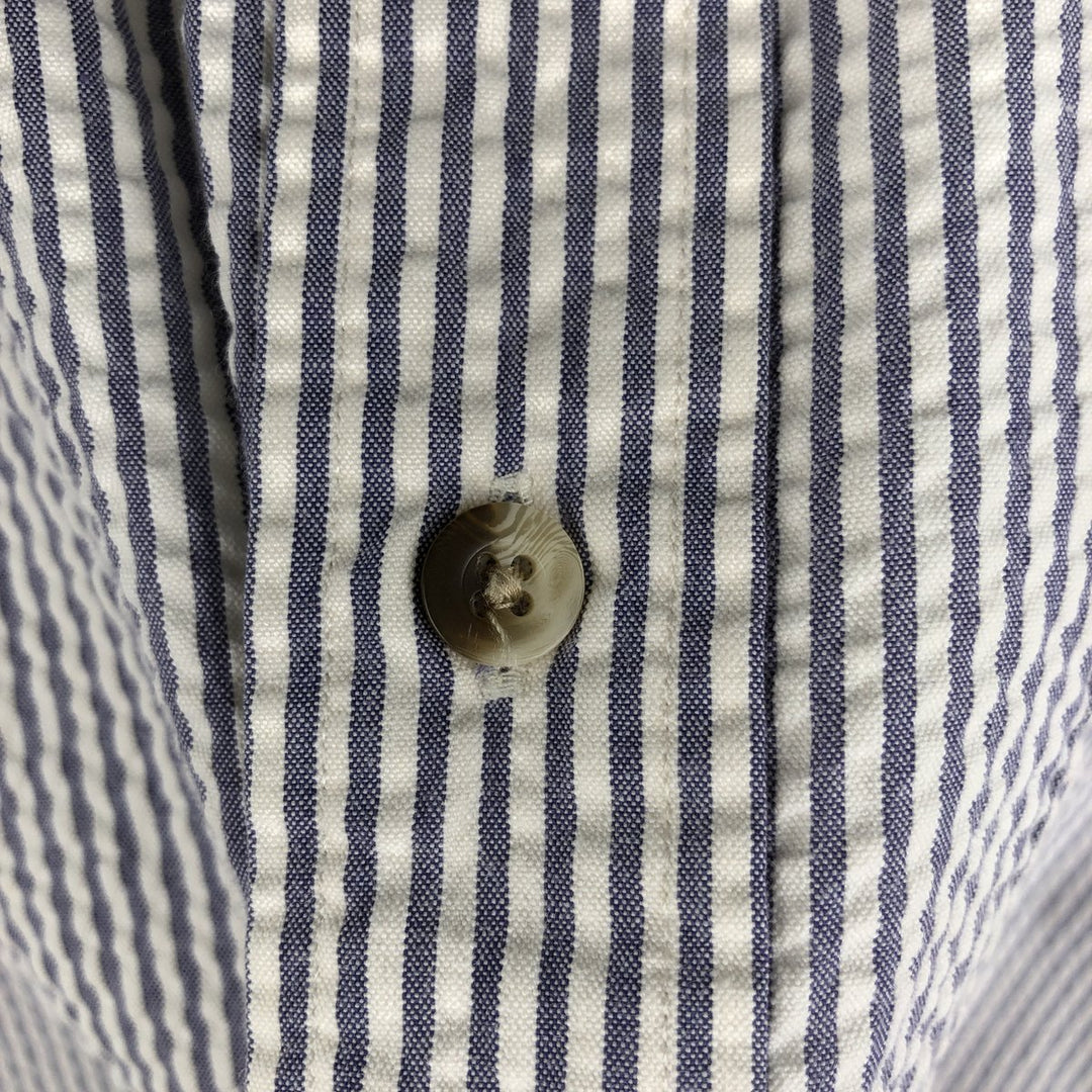 Brooks Brothers seersucker short-sleeved button-down striped shirt, men's size L (approx.) cotton blue type Vintage Second Hand