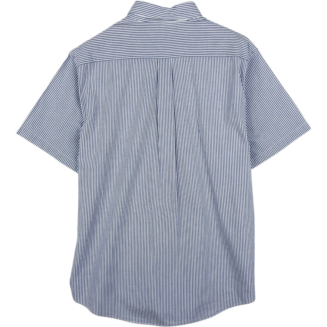 Brooks Brothers 346 Seersucker Short-Sleeve Button-Down Striped Shirt, Men's Size L (approx.) cotton blue type Vintage Second Hand