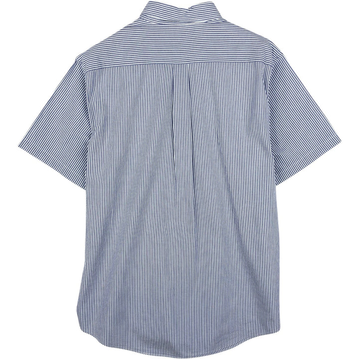 Brooks Brothers 346 Seersucker Short-Sleeve Button-Down Striped Shirt, Men's Size L (approx.) cotton blue type Vintage Second Hand