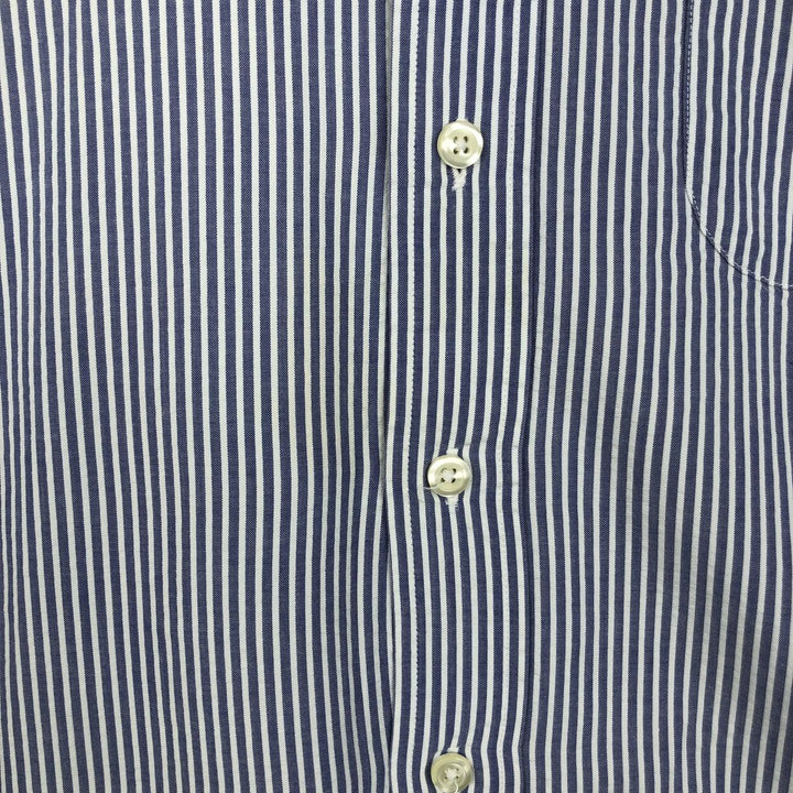 Brooks Brothers 346 Seersucker Short-Sleeve Button-Down Striped Shirt, Men's Size L (approx.) cotton blue type Vintage Second Hand