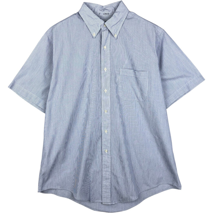 Brooks Brothers Short-Sleeve Button-Down Striped Shirt, Made in USA, Men's Size L (approx.) cotton blue type Vintage Second Hand