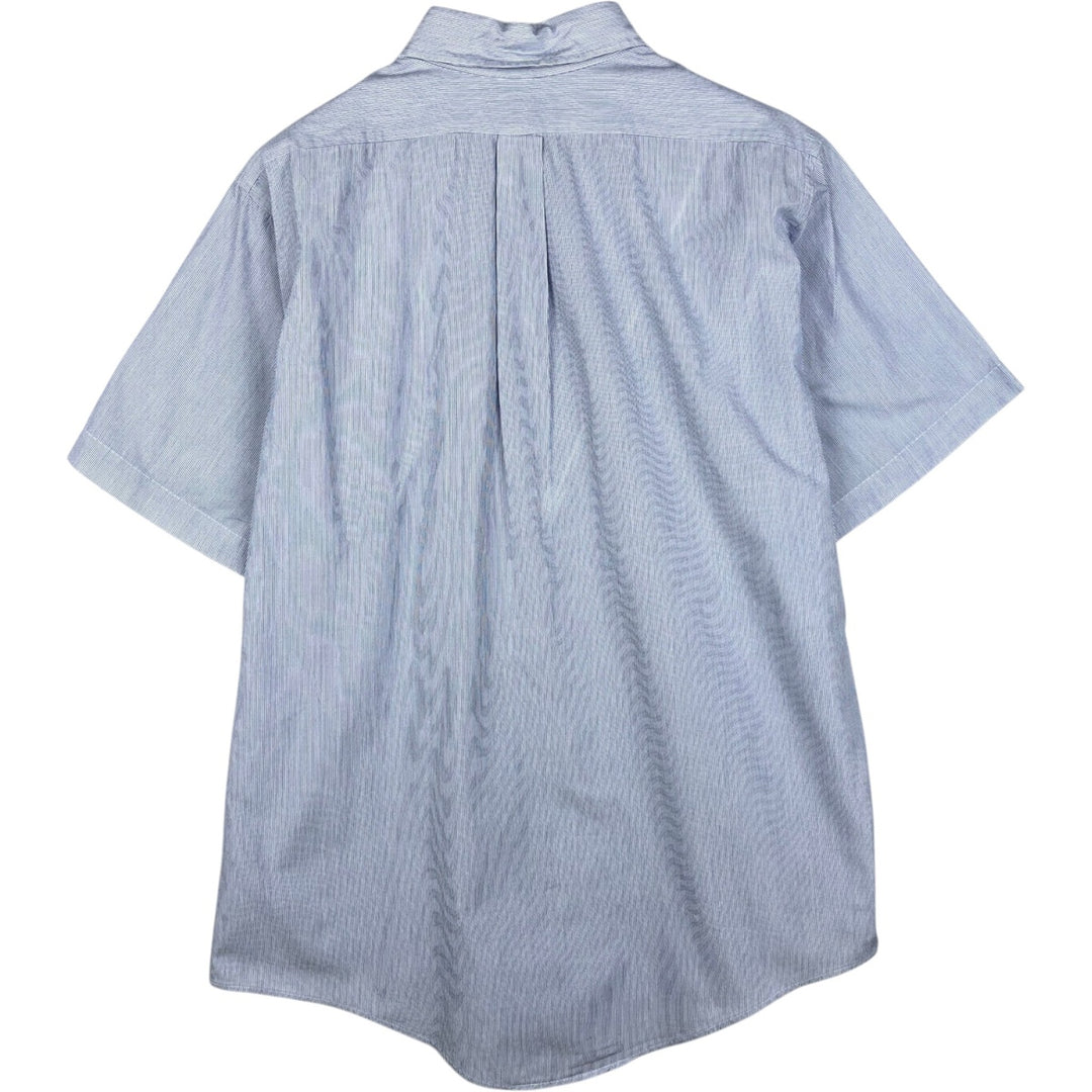 Brooks Brothers Short-Sleeve Button-Down Striped Shirt, Made in USA, Men's Size L (approx.) cotton blue type Vintage Second Hand