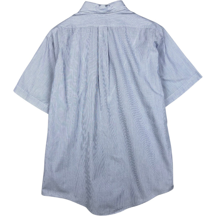 Brooks Brothers Short-Sleeve Button-Down Striped Shirt, Made in USA, Men's Size L (approx.) cotton blue type Vintage Second Hand