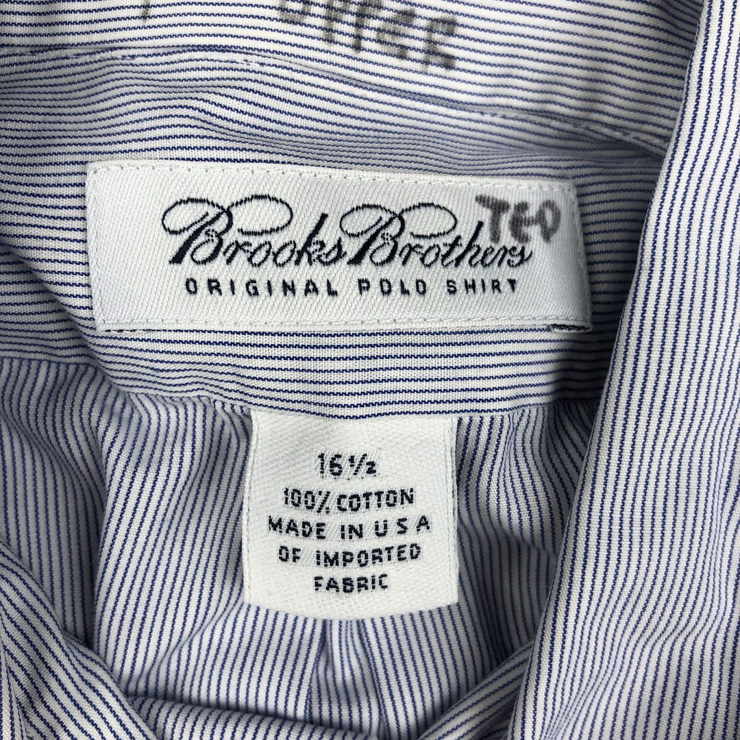 Brooks Brothers Short-Sleeve Button-Down Striped Shirt, Made in USA, Men's Size L (approx.) cotton blue type Vintage Second Hand