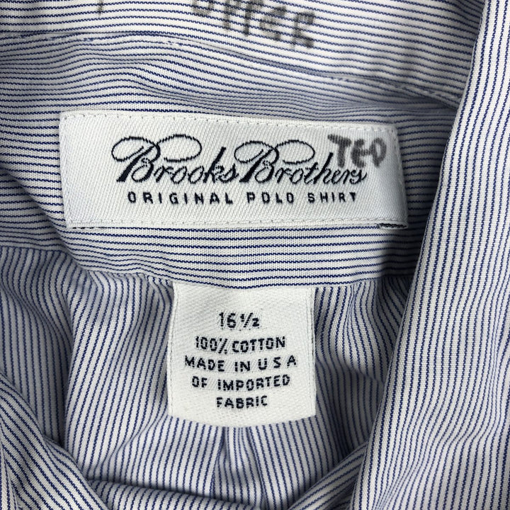 Brooks Brothers Short-Sleeve Button-Down Striped Shirt, Made in USA, Men's Size L (approx.) cotton blue type Vintage Second Hand