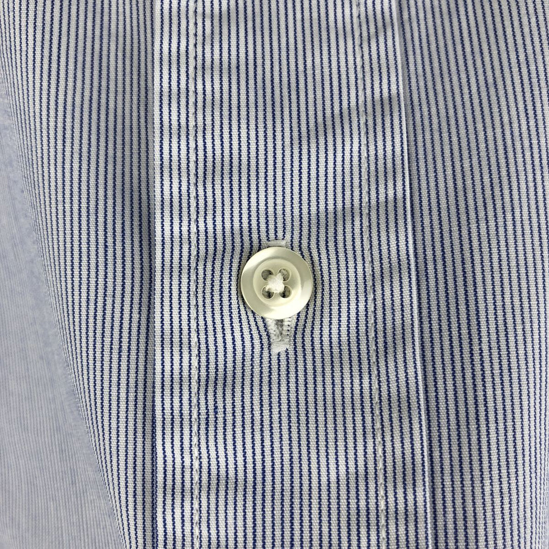 Brooks Brothers Short-Sleeve Button-Down Striped Shirt, Made in USA, Men's Size L (approx.) cotton blue type Vintage Second Hand