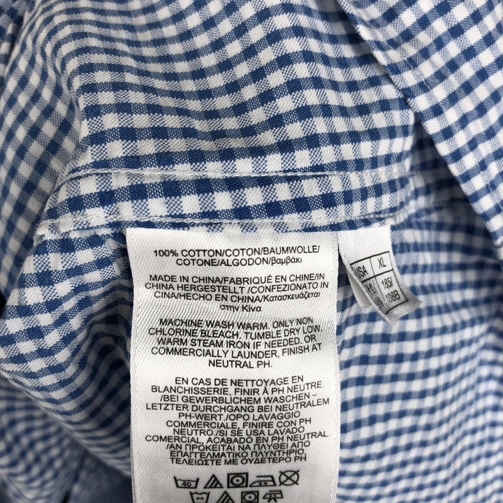 Brooks Brothers 1818 Gingham Check Seersucker Short Sleeve Button-Down Check Shirt, Men's Size XL cotton blue type Vintage Second Hand