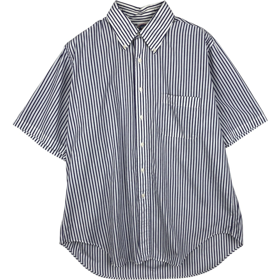 Brooks Brothers Est.1818 Short Sleeve Button-Down Striped Shirt Made in USA Men's Size L cotton white type Vintage Second Hand