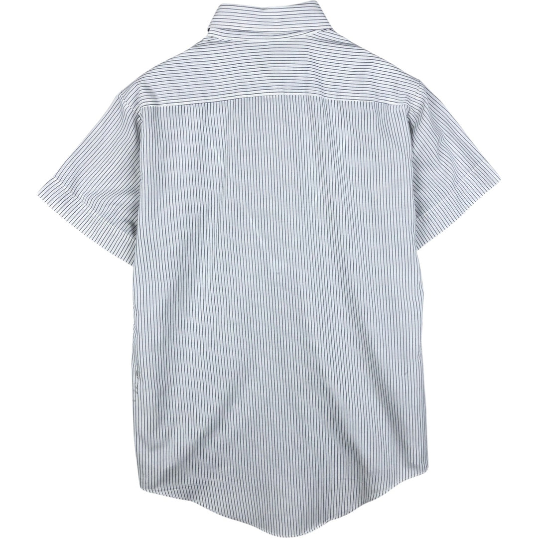 1970'S Sears Stripe Pattern Short-Sleeve Poly-Cotton Shirt, Men's Size L (Equivalent), Vintage polyester white type Vintage Second Hand
