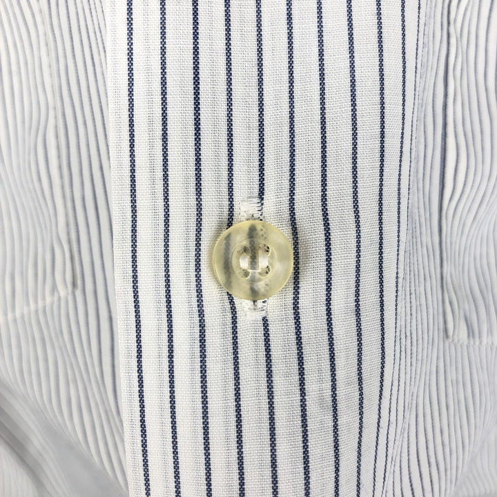 1970'S Sears Stripe Pattern Short-Sleeve Poly-Cotton Shirt, Men's Size L (Equivalent), Vintage polyester white type Vintage Second Hand