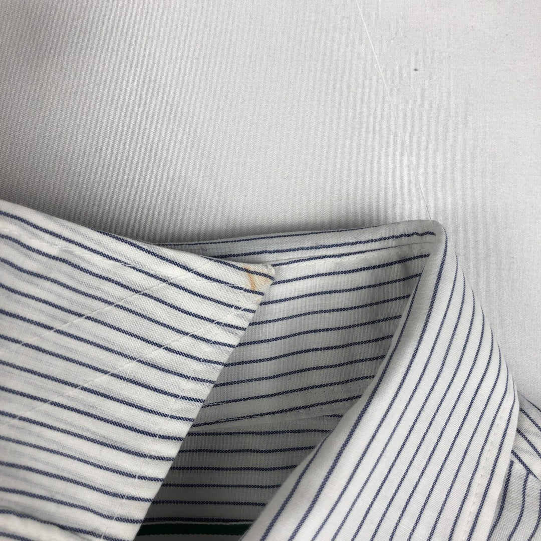 1970'S Sears Stripe Pattern Short-Sleeve Poly-Cotton Shirt, Men's Size L (Equivalent), Vintage polyester white type Vintage Second Hand