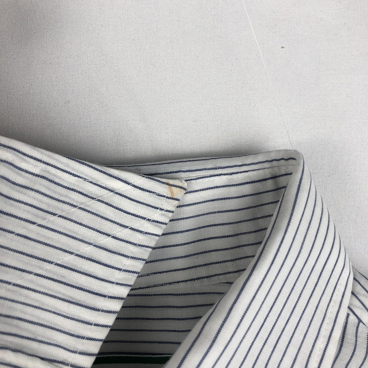1970'S Sears Stripe Pattern Short-Sleeve Poly-Cotton Shirt, Men's Size L (Equivalent), Vintage polyester white type Vintage Second Hand