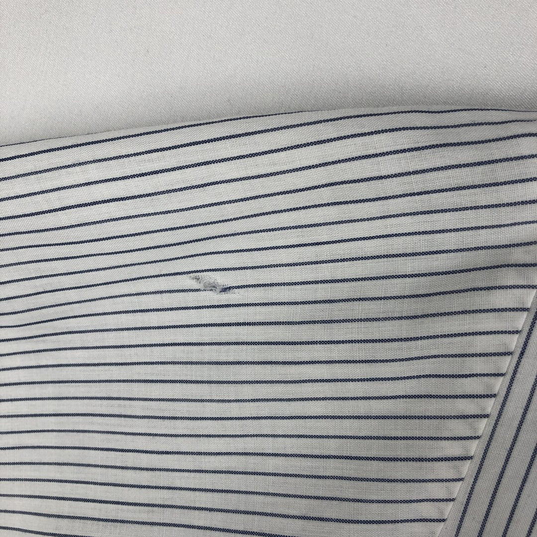 1970'S Sears Stripe Pattern Short-Sleeve Poly-Cotton Shirt, Men's Size L (Equivalent), Vintage polyester white type Vintage Second Hand