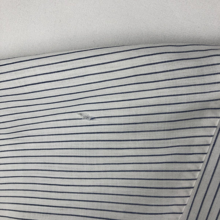 1970'S Sears Stripe Pattern Short-Sleeve Poly-Cotton Shirt, Men's Size L (Equivalent), Vintage polyester white type Vintage Second Hand