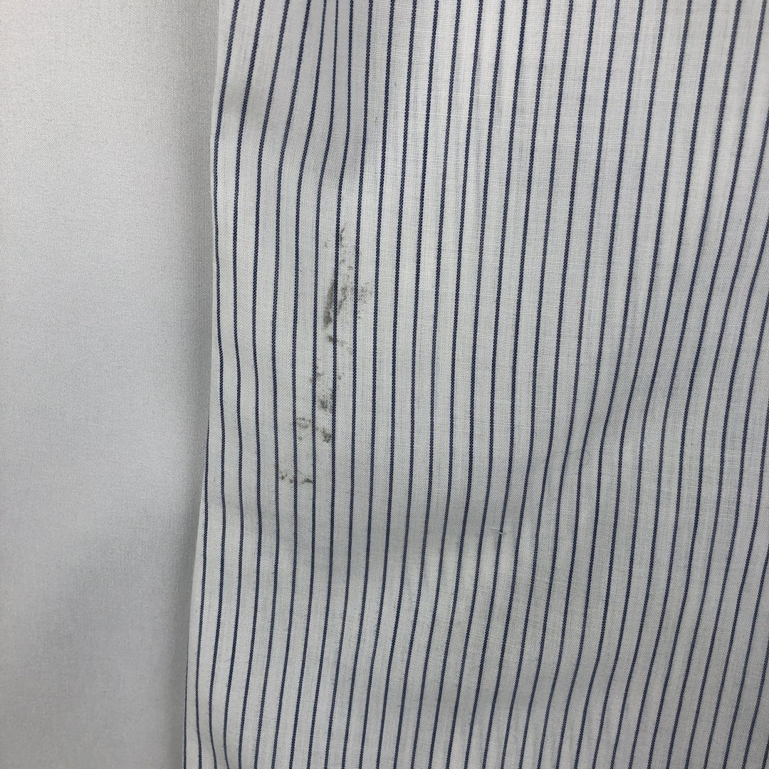 1970'S Sears Stripe Pattern Short-Sleeve Poly-Cotton Shirt, Men's Size L (Equivalent), Vintage polyester white type Vintage Second Hand