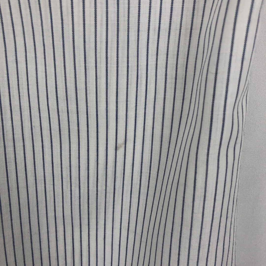 1970'S Sears Stripe Pattern Short-Sleeve Poly-Cotton Shirt, Men's Size L (Equivalent), Vintage polyester white type Vintage Second Hand
