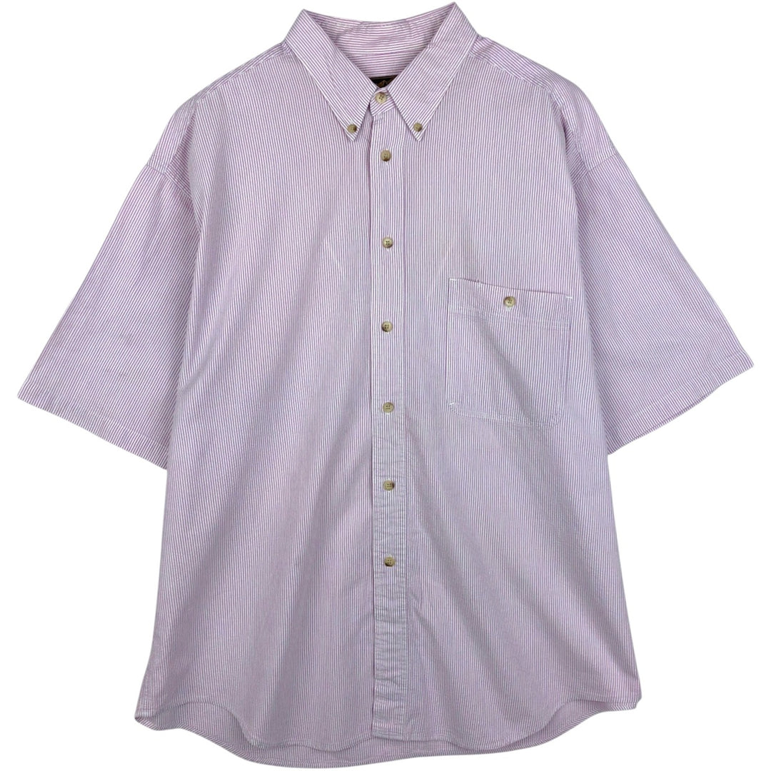80s-90'S Eddie Bauer Black Tag Seersucker Short-Sleeve Button-Down Striped Shirt, Men's XL (approx.), Vintage cotton white type Vintage Second Hand