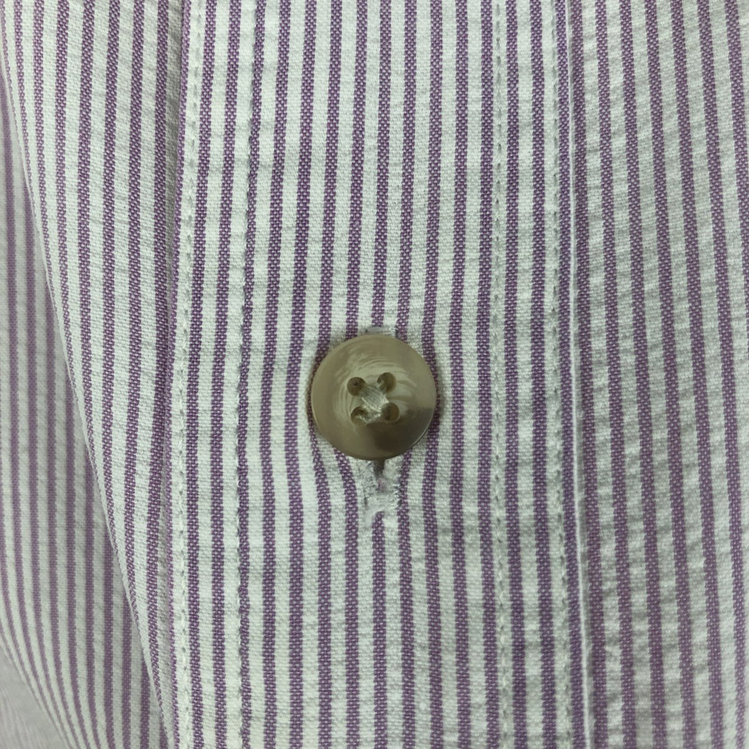 80s-90'S Eddie Bauer Black Tag Seersucker Short-Sleeve Button-Down Striped Shirt, Men's XL (approx.), Vintage cotton white type Vintage Second Hand
