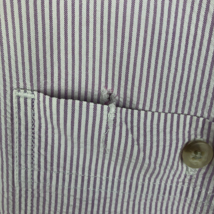 80s-90'S Eddie Bauer Black Tag Seersucker Short-Sleeve Button-Down Striped Shirt, Men's XL (approx.), Vintage cotton white type Vintage Second Hand