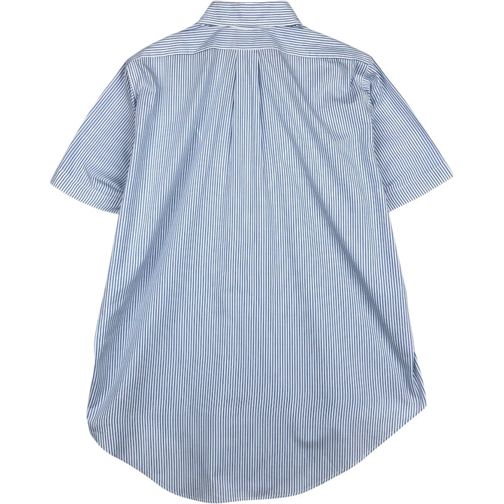 Brooks Brothers BROOKSCLOTH 6-button short-sleeve button-down striped shirt, men's size M (approx.) polyester white type Vintage Second Hand