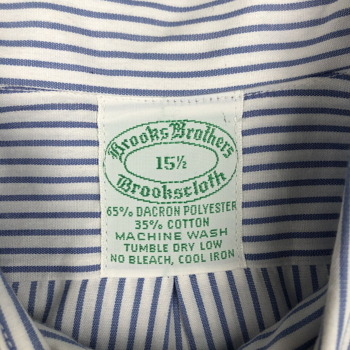 Brooks Brothers BROOKSCLOTH 6-button short-sleeve button-down striped shirt, men's size M (approx.) polyester white type Vintage Second Hand