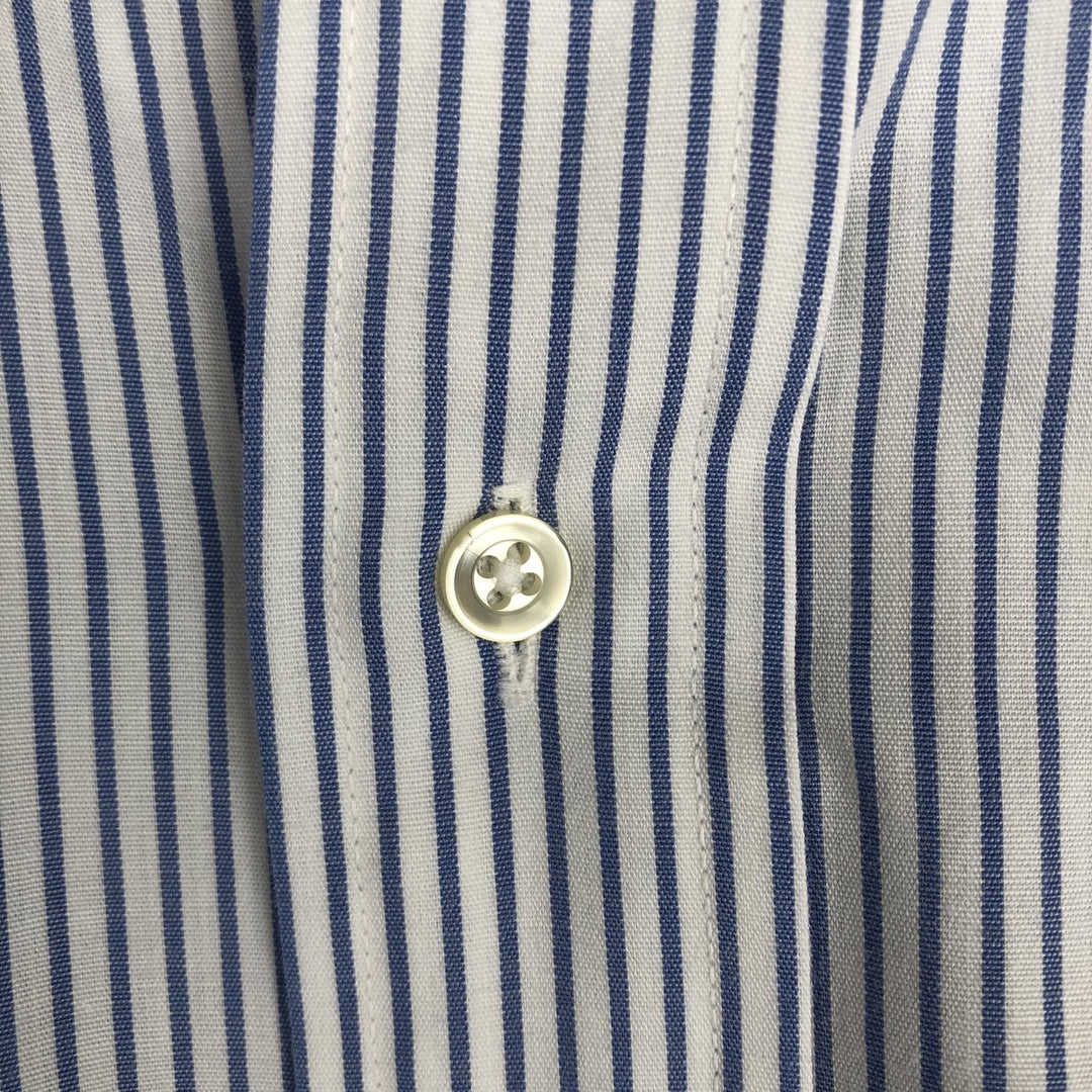 Brooks Brothers BROOKSCLOTH 6-button short-sleeve button-down striped shirt, men's size M (approx.) polyester white type Vintage Second Hand