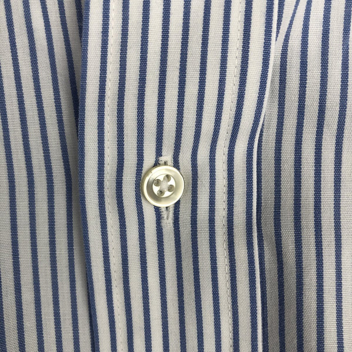 Brooks Brothers BROOKSCLOTH 6-button short-sleeve button-down striped shirt, men's size M (approx.) polyester white type Vintage Second Hand
