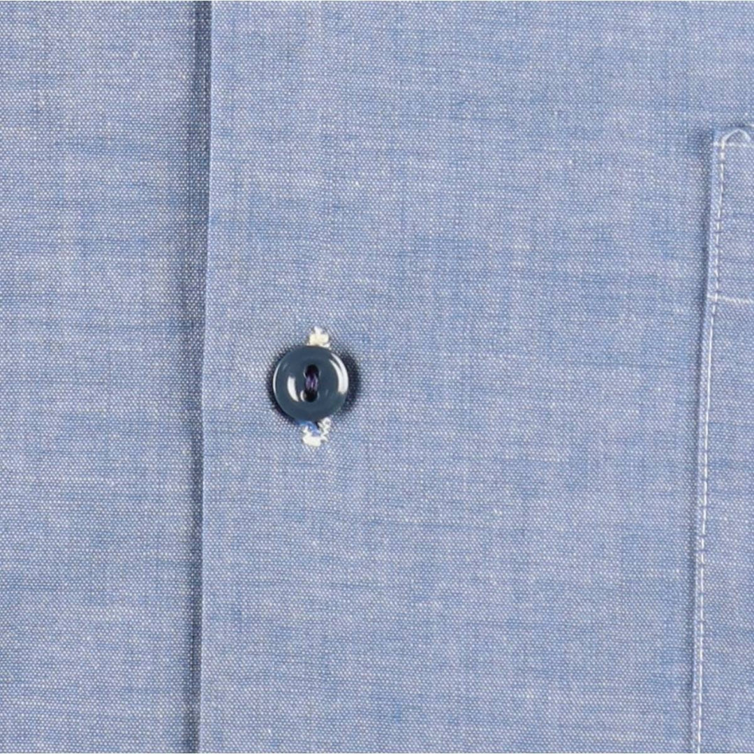 1970'S Sears PERMA-PREST Short-Sleeve Chambray Shirt, Men's Size L (approx.), Vintage polyester blue type Vintage Second Hand