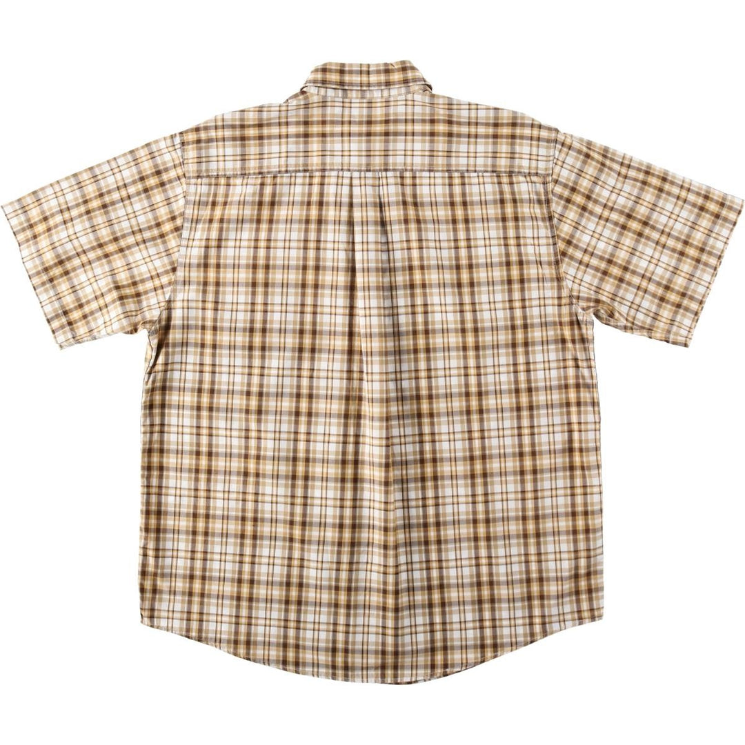 Carhartt Check Pattern Button-down Short Sleeve Work Shirt, Men's Size L cotton yellow type Vintage Second Hand