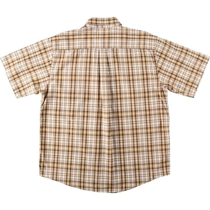 Carhartt Check Pattern Button-down Short Sleeve Work Shirt, Men's Size L cotton yellow type Vintage Second Hand
