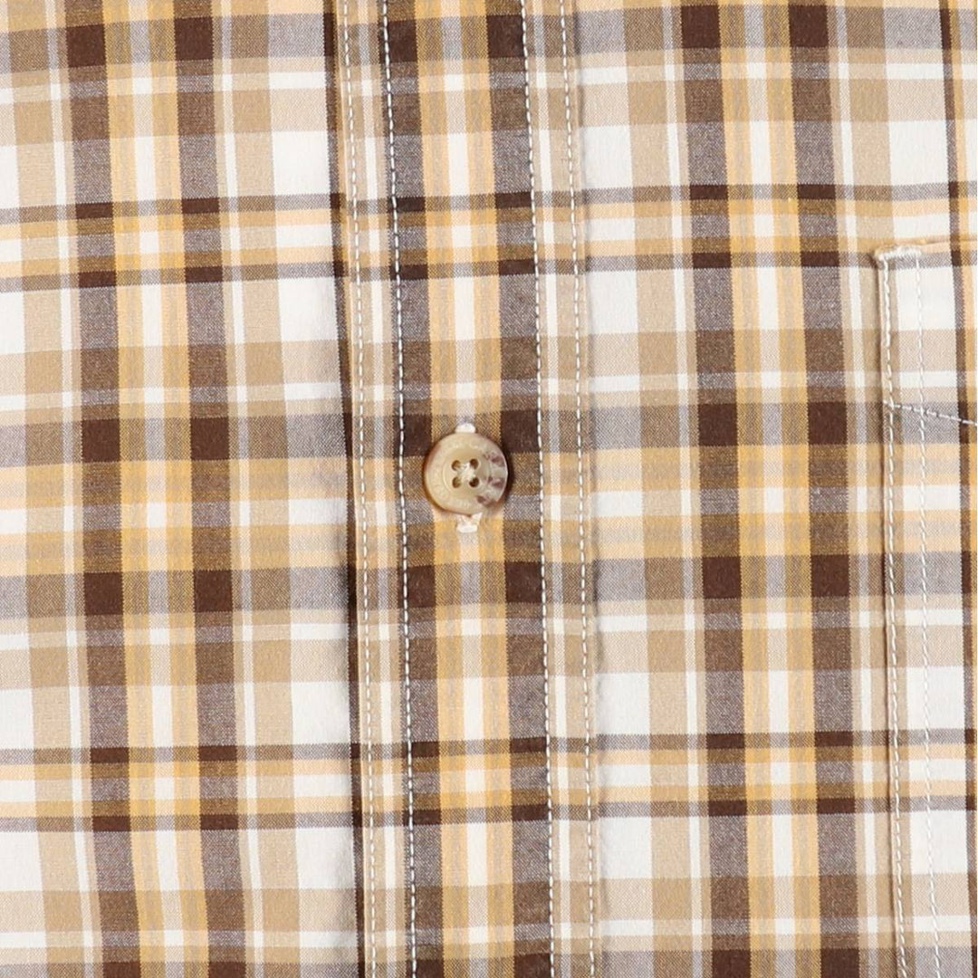 Carhartt Check Pattern Button-down Short Sleeve Work Shirt, Men's Size L cotton yellow type Vintage Second Hand