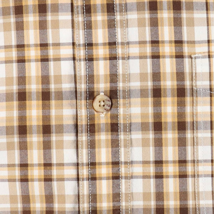 Carhartt Check Pattern Button-down Short Sleeve Work Shirt, Men's Size L cotton yellow type Vintage Second Hand