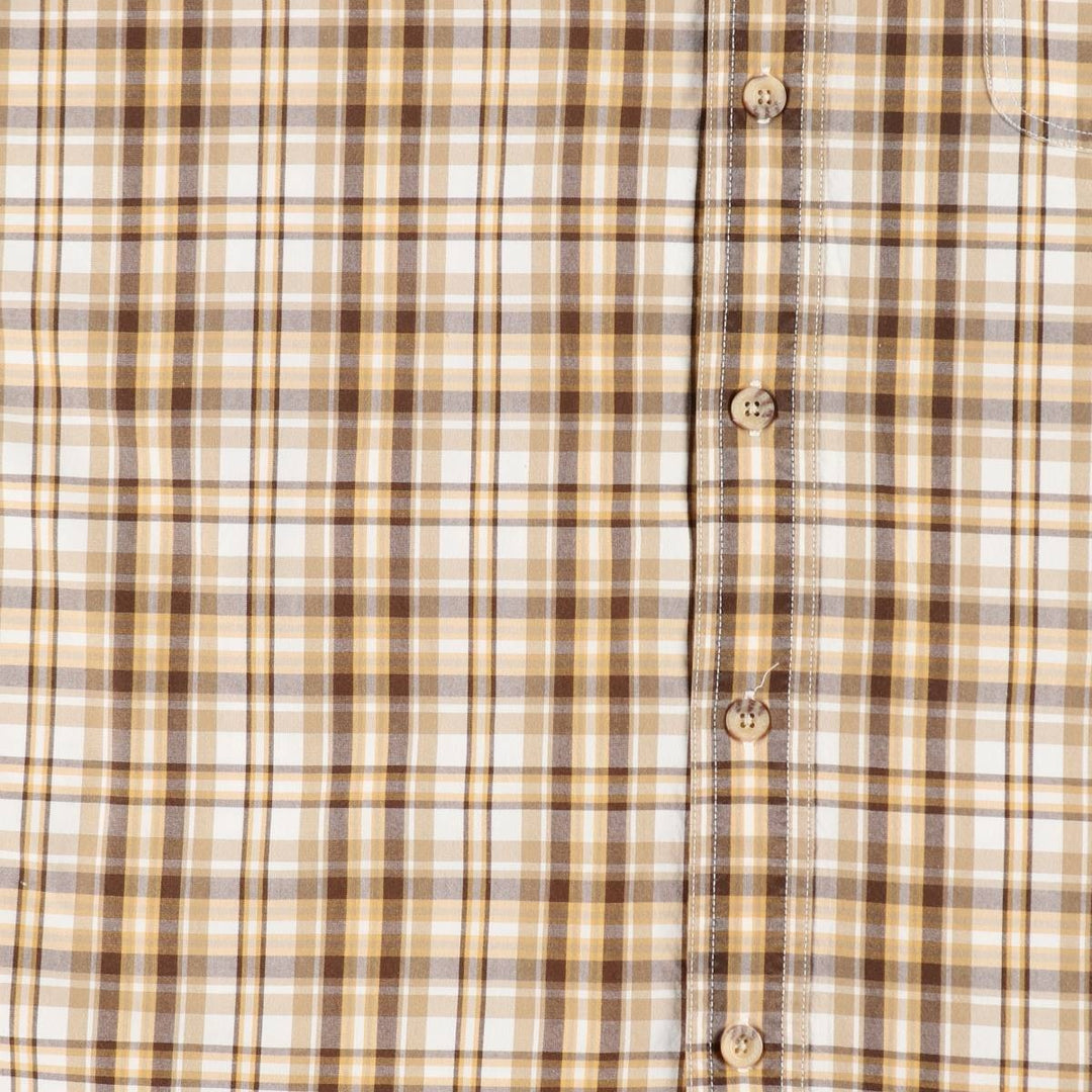 Carhartt Check Pattern Button-down Short Sleeve Work Shirt, Men's Size L cotton yellow type Vintage Second Hand