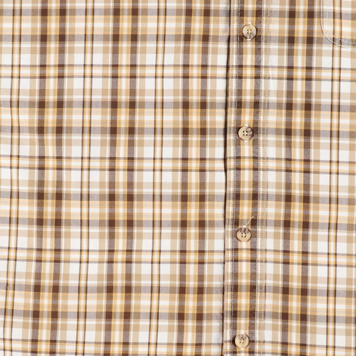 Carhartt Check Pattern Button-down Short Sleeve Work Shirt, Men's Size L cotton yellow type Vintage Second Hand