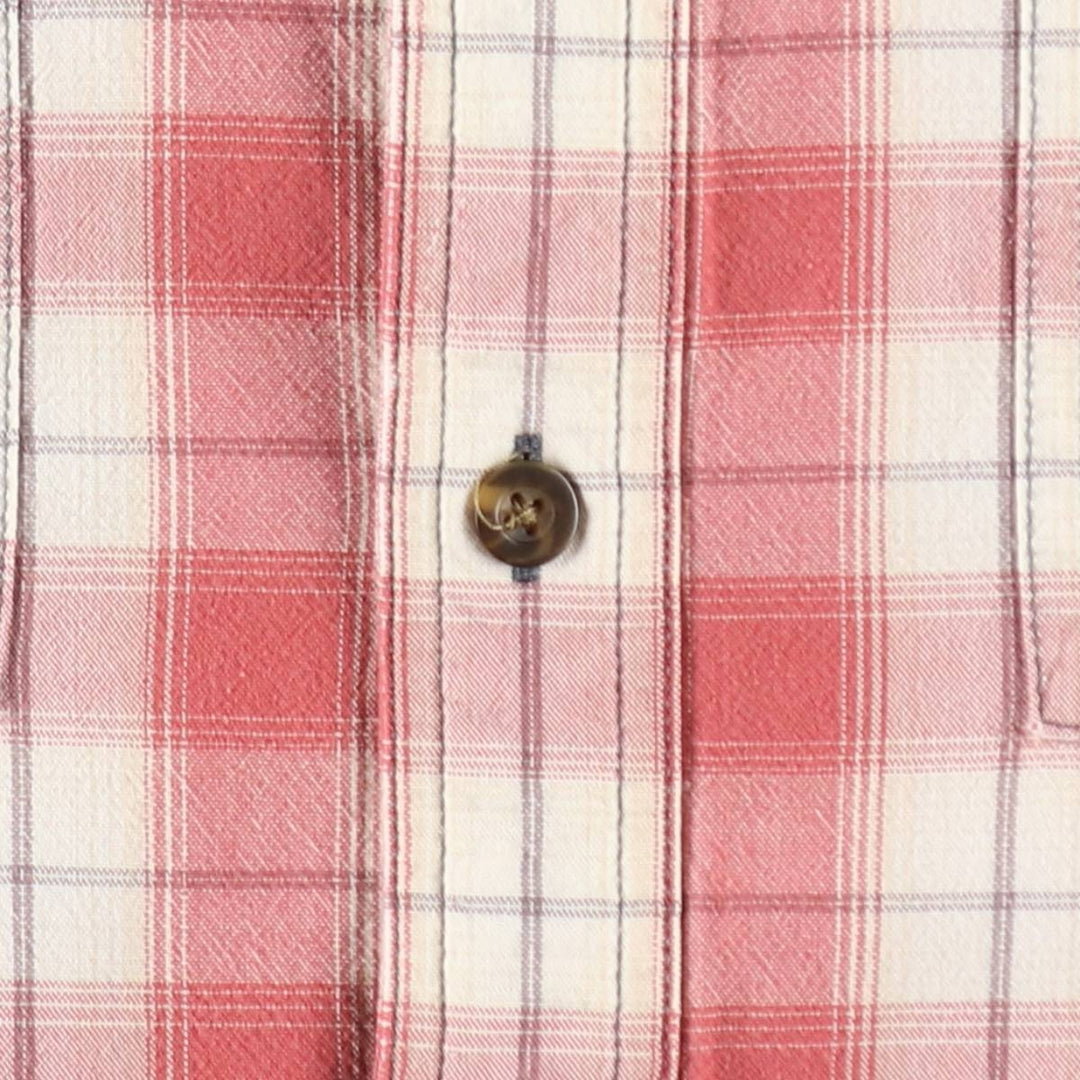 Carhartt ORIGINAL FIT Check Pattern Button-Down Short-Sleeve Work Shirt (Men's Size L) cotton burgundy type Vintage Second Hand