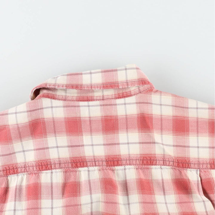 Carhartt ORIGINAL FIT Check Pattern Button-Down Short-Sleeve Work Shirt (Men's Size L) cotton burgundy type Vintage Second Hand