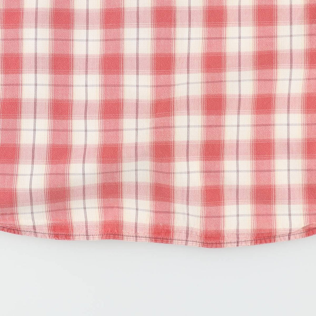 Carhartt ORIGINAL FIT Check Pattern Button-Down Short-Sleeve Work Shirt (Men's Size L) cotton burgundy type Vintage Second Hand