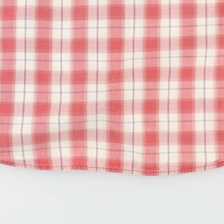 Carhartt ORIGINAL FIT Check Pattern Button-Down Short-Sleeve Work Shirt (Men's Size L) cotton burgundy type Vintage Second Hand